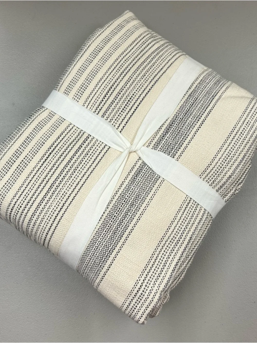 Pottery Barn Hawthorn Striped Full Queen Duvet Cover Bedding Charcoal Gray NWT